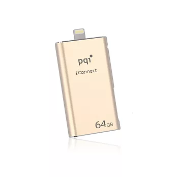 PQI iConnect 蘋果專用超速雙享碟 64GB USB 3.0 蘋果MFi認證通過-金色