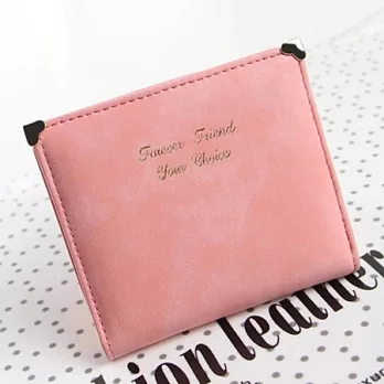 AmaZing 燙金英文標金屬愛心經典二折短夾 (5色可選)粉紅