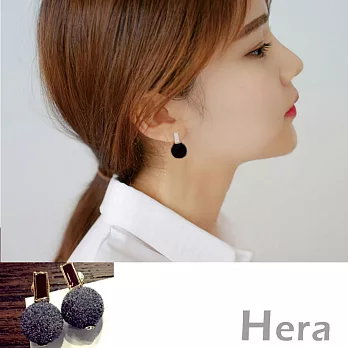 【Hera】赫拉 高質感絨毛球球水鑽耳針耳環(二色)灰色