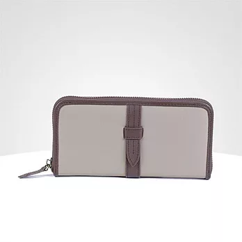 AmoreVintage 拉鍊長夾-卡其+咖啡