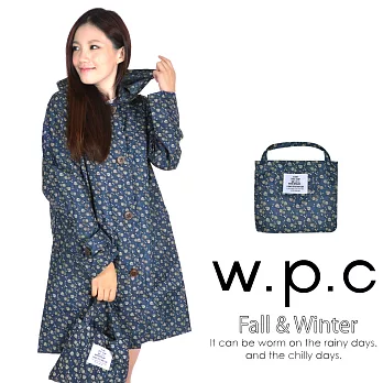 【w.p.c.】雛菊釦子款。時尚雨衣/風衣(深藍)