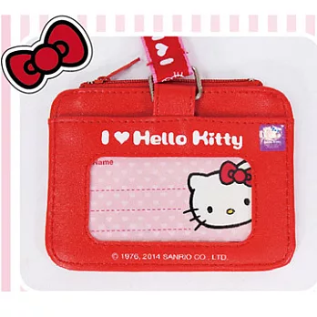 【Hello Kitty】二代證件套連頸繩(紅)