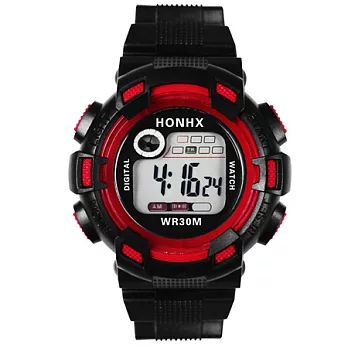 Watch-123 武士之戰-潮選大螢幕多功能電子腕錶 (5色任選)紅色