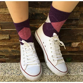 【Missking 1983】英倫菱形兔羊毛女襪 (紫)