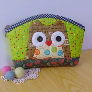 手縫ok!-貓頭鷹拼接筆袋(拼布材料包)