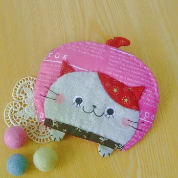 手縫ok!-歡迎回家!零錢包-貓咪(拼布材料包)