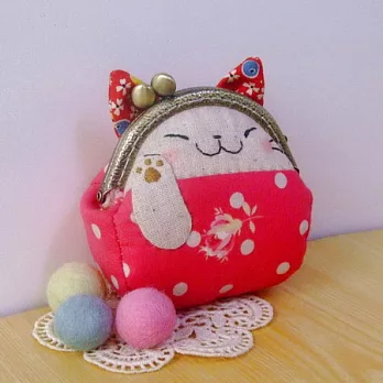 手縫ok!-招財貓口金包(拼布材料包)