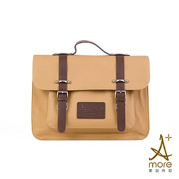Amore 愛維克 復古學院風側背電腦包-卡其