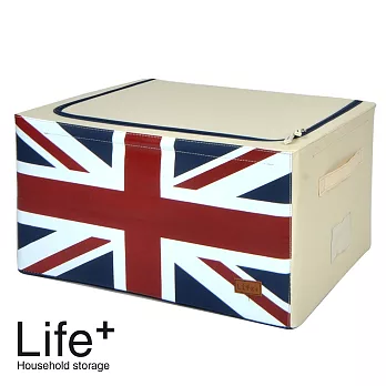 【Life Plus】彿雷格國旗鋼骨收納箱_英國55L(米白)