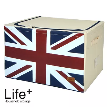 【Life Plus】彿雷格國旗鋼骨收納箱_英國66L(米白)