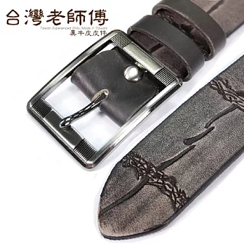 【台灣老師傅】真牛皮皮帶。53517_手工刷色美式西部風壓紋