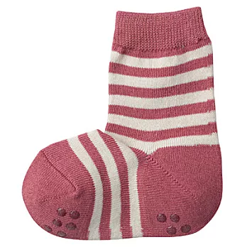 [MUJI無印良品]幼兒棉混橫紋直角短襪11~13cm煙燻粉橫紋