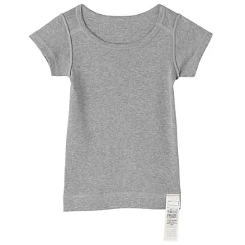 [MUJI無印良品]幼兒有機棉無撚線舒適保暖短袖衫80灰色