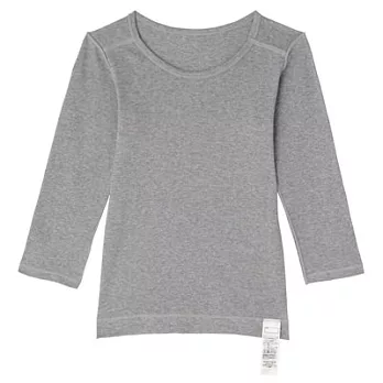 [MUJI無印良品]兒童有機棉無撚線舒適保暖長袖衫110灰色