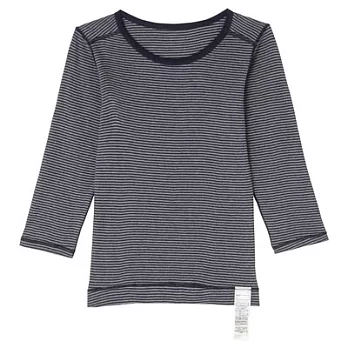 [MUJI無印良品]兒童有機棉無撚線舒適保暖長袖衫110墨灰橫紋