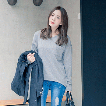 【韓國連線】。韓國 口袋完美LOOK上衣 灰系