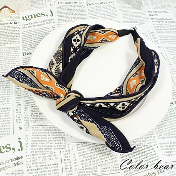 【卡樂熊】韓版時尚女伶印花圖騰兩用造型髮箍-橘