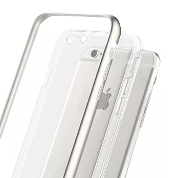 Rock Apple iPhone 6 4.7吋卡尼系列超薄TPU金屬邊框保護殼(銀)