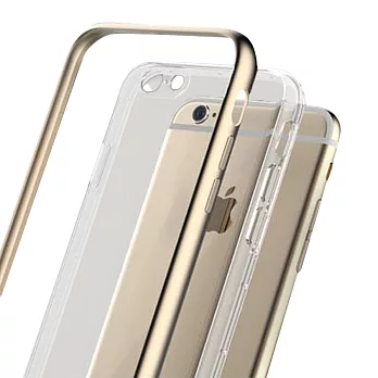 Rock Apple iPhone 6 4.7吋卡尼系列超薄TPU金屬邊框保護殼(金)