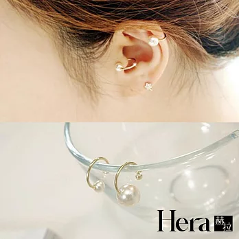 【Hera】赫拉 U型珍珠無耳洞耳環/耳扣/耳骨夾-2色(二顆入)金色