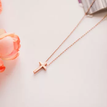 Sandra珊卓拉-簡約十字架鎖骨鍊玫瑰金