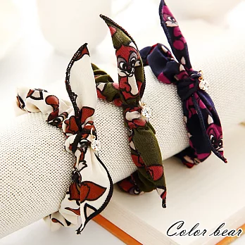 【卡樂熊】正韓空運.時尚水鑽松鼠兔耳髮圈-米白