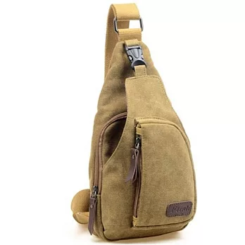 帆布百搭大尺寸斜跨胸包 卡其色