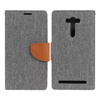 【BIEN】ASUS Zenfone 2 Laser (5.5) 牛仔撞色可立皮套 (灰)