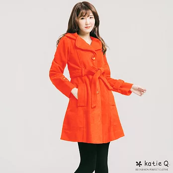 【KatieQ】英式優雅羊毛大衣(2色)-FFREE橘