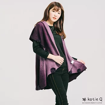 【KatieQ】羊絨毛球造型名媛披肩-FFREE紫