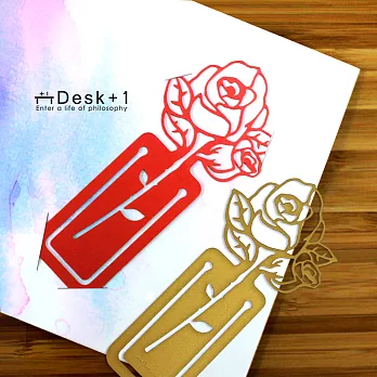【Desk+1】薔薇書籤(紅+金)雙件組