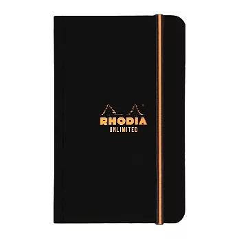 【Rhodia】Boutique_雙色綁帶軟皮筆記本(黑)(方眼/白內頁)(9x14cm)