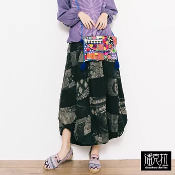【潘克拉】拼格刷色設計款裙-FFREE黑