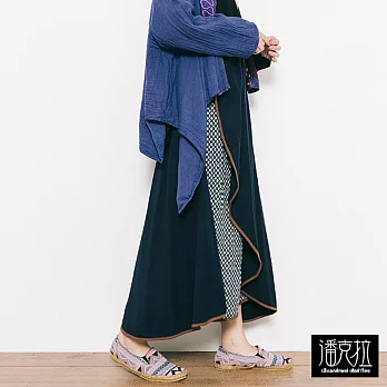 【潘克拉】雙色層次設計長裙-FFREE藍