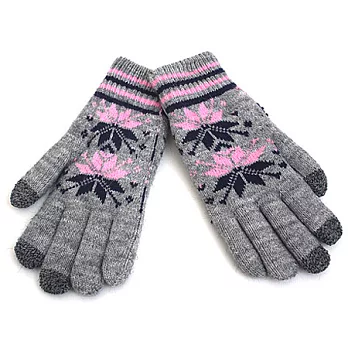 雙層保暖觸控手套-雪花粉(女)
