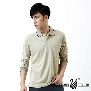 【遊遍天下】MIT台灣製男款休閒抗UV吸濕排汗機能POLO長衫(L002)M淺灰