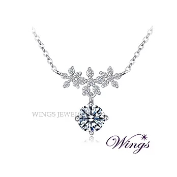 Wings 華麗桂冠 精鍍白K金 方晶鋯石美鑽項鍊