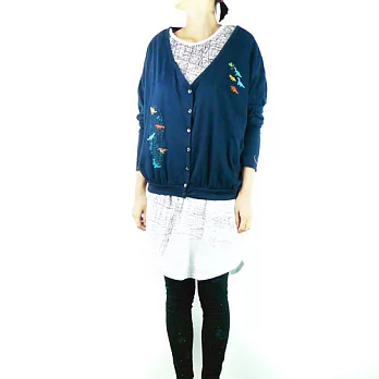 :Urb.【恐龍橡皮擦】V領連袖外套M深藍