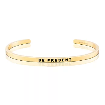 MANTRABAND 美國悄悄話手環 BE PRESENT 活在當下 把握今天 金色手環 附原廠盒