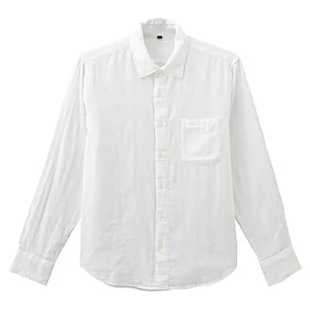 [MUJI無印良品]男有機棉二重紗織襯衫S白色