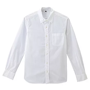 [MUJI無印良品]男有機棉水洗平織布襯衫S白色