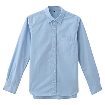 [MUJI無印良品]男有機棉水洗平織布襯衫S淺藍