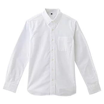 [MUJI無印良品]男有機棉水洗牛津布扣領襯衫S白色
