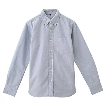 [MUJI無印良品]男有機棉水洗牛津布扣領襯衫S藍色