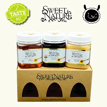 【壽滿趣】Sweet Nature - 白金蜂蜜禮盒(麥蘆卡UMF10+、琉璃苣、三葉草)