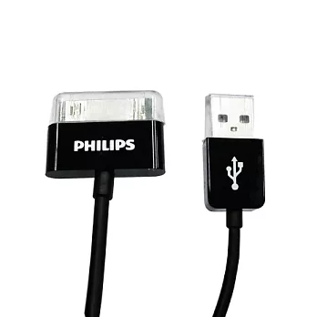 【PHILIPS】Apple 30pin USB充電線/傳輸線 (1M) / 原廠隨機版 for iPad/iPhone4/4S/3G/3GS/iPod-黑色