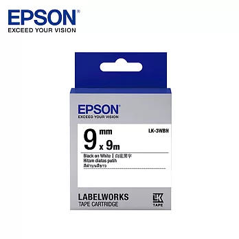 EPSON愛普生LK-3WBN C53S653401標籤帶(一般9mm )白黑