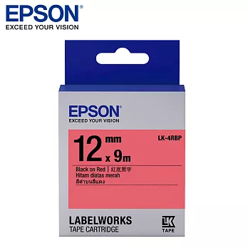 EPSON 愛普生LK-4RBP C53S654403標籤帶(粉彩12mm )紅黑