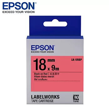 EPSON LK-5RBP C53S655403標籤帶(粉彩18mm )紅黑