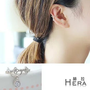 【Hera】赫拉 裸雕鋯石天使淚滴無耳洞耳環/耳扣/耳骨夾-2色( 單顆)銀色